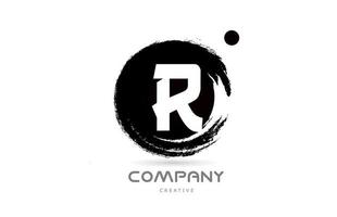 r zwart en wit grunge alfabet brief logo icoon ontwerp met Japans stijl belettering. creatief sjabloon voor bedrijf en bedrijf vector