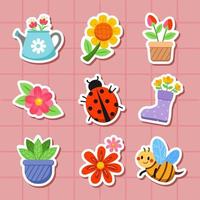 schattig voorjaar stickers vector