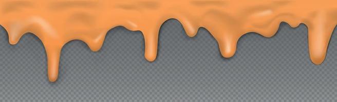 geel vloeiende karamel, Nee achtergrond, panoramisch transparant sjabloon - vector