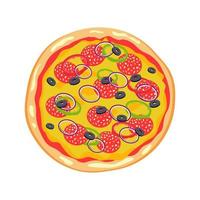 heerlijk peperoni pizza. snel voedsel illustratie. vector eps10