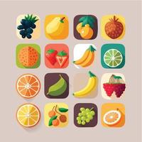 reeks van fruit pictogrammen, fruit vlak vector illustratie.