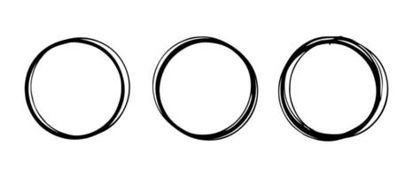 super reeks van cirkels lijnen schetsen hand- getrokken. tekening cirkels voor ontwerp elementen vector