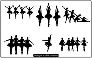 mooi jong meisjes in ballet silhouet vector bundel vrij