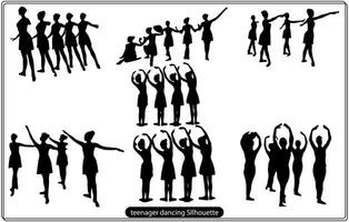 mooi tiener dansen silhouet vector bundel. vrij