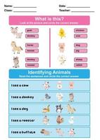 vinden en cirkel de correct antwoorden. werkzaamheid vel voor peuter- kinderen. leerzaam afdrukbare vel voor aan het leren over dieren. vector illustratie.