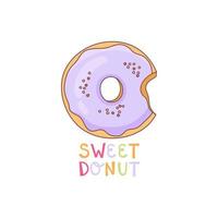 gebeten donut met glazuur. glanzend toetje met suikerglazuur geïsoleerd Aan wit achtergrond. tekening. vector illustratie.