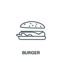 hamburger icoon van Fast food verzameling. gemakkelijk lijn element hamburger symbool voor Sjablonen, web ontwerp en infographics vector