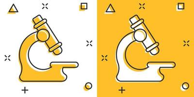 microscoop icoon in grappig stijl. laboratorium vergrootglas tekenfilm vector illustratie Aan geïsoleerd achtergrond. biologie instrument plons effect teken bedrijf concept.