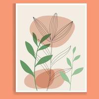 botanisch afdrukken boho minimalistische afdrukbare muur kunst, lijn kunst, abstract huis decor bloemen afdrukken Boheems kunstwerk, vector. vector