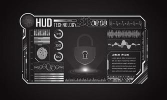 xxxxmodern hud technologie scherm achtergrond met hangslot vector