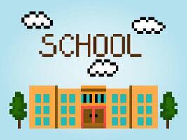 8-bits pixel van school- gebouw in vector illustratie voor spel Bedrijfsmiddel.