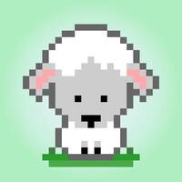 8 bit pixel schapen. dier voor spelactiva en kruissteekpatroon, in vectorillustratie vector