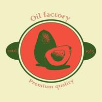 avocado illustratie Aan wijnoogst logo stempel. ecologie vers van boerderij fruit logotype concept icoon vector