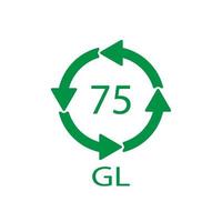 laag loodglas. glas recycling code 75 gl. vector illustratie