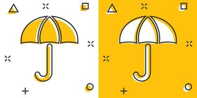 paraplu icoon in grappig stijl. parasol tekenfilm vector illustratie Aan wit geïsoleerd achtergrond. luifel plons effect bedrijf concept.
