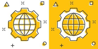 aarde planeet icoon in grappig stijl. wereldbol geografisch tekenfilm vector illustratie Aan wit geïsoleerd achtergrond. globaal communicatie plons effect bedrijf concept.