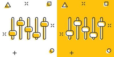 controle volume icoon in grappig stijl. audio aanpassen tekenfilm teken vector illustratie Aan wit geïsoleerd achtergrond. filter plons effect bedrijf concept.