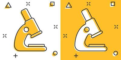 microscoop icoon in grappig stijl. laboratorium vergrootglas tekenfilm vector illustratie Aan geïsoleerd achtergrond. biologie instrument plons effect teken bedrijf concept.