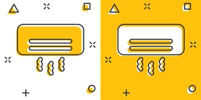 conditioner icoon in grappig stijl. koeler tekenfilm vector illustratie Aan wit geïsoleerd achtergrond. verkoudheid klimaat plons effect bedrijf concept.