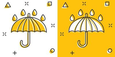 paraplu icoon in grappig stijl. parasol tekenfilm vector illustratie Aan wit geïsoleerd achtergrond. luifel plons effect bedrijf concept.