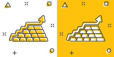 goud stack prijs toenemen icoon in grappig stijl. zilver steen diagram tekenfilm vector illustratie Aan wit geïsoleerd achtergrond. metaal bank plons effect bedrijf concept.