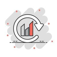 diagram pijl icoon in grappig stijl. financieel analytics tekenfilm vector illustratie Aan wit geïsoleerd achtergrond. voorspelling plons effect teken bedrijf concept.