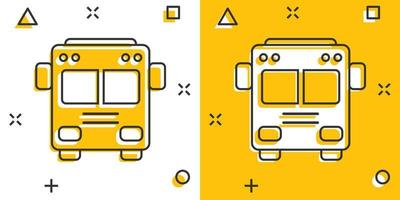 bus icoon in grappig stijl. trainer auto tekenfilm vector illustratie Aan wit geïsoleerd achtergrond. autobus plons effect bedrijf concept.