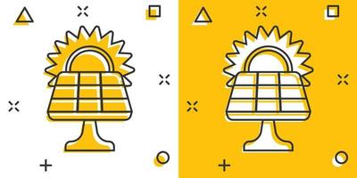 zonne- paneel icoon in grappig stijl. ecologie energie tekenfilm vector illustratie Aan wit geïsoleerd achtergrond. elektricien plons effect teken bedrijf concept.