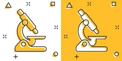 microscoop icoon in grappig stijl. laboratorium vergrootglas tekenfilm vector illustratie Aan geïsoleerd achtergrond. biologie instrument plons effect teken bedrijf concept.