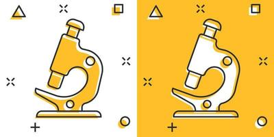 microscoop icoon in grappig stijl. laboratorium vergrootglas tekenfilm vector illustratie Aan geïsoleerd achtergrond. biologie instrument plons effect teken bedrijf concept.