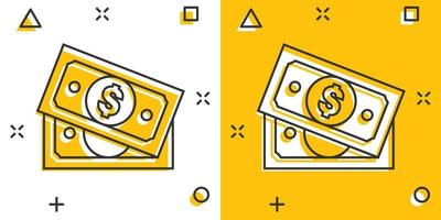 geld valuta bankbiljet icoon in grappig stijl. dollar contant geld tekenfilm vector illustratie Aan wit geïsoleerd achtergrond. bankbiljet Bill plons effect bedrijf concept.