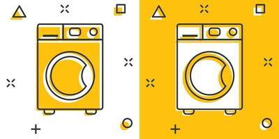 het wassen machine icoon in grappig stijl. wasmachine tekenfilm vector illustratie Aan wit geïsoleerd achtergrond. wasserij plons effect bedrijf concept.