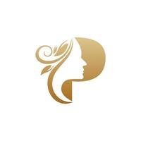 eerste p gezicht schoonheid logo ontwerp Sjablonen vector