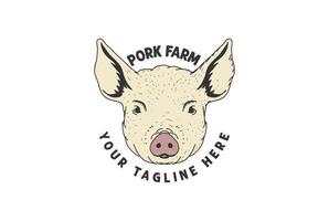 wijnoogst retro varken varken hoofd gezicht voor varkensvlees ham bbq barbecue logo ontwerp vector