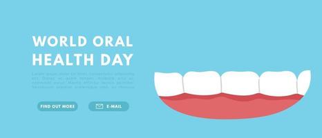 wereld mondeling Gezondheid dag spandoek. tandheelkundig hygiëne tanden maand. vlak vector geïsoleerd illustratie