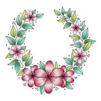 set kransen met schattige bonte bloemen vector