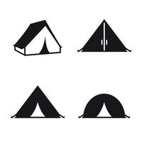 toerist tent pictogrammen set. zwart Aan een wit achtergrond vector