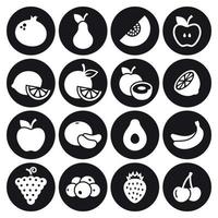 fruit pictogrammen set. wit Aan een zwart achtergrond vector