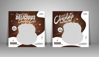 sociaal media heerlijk chocola taart banier post vector