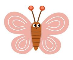 vector vlak roze vlinder icoon. aanbiddelijk boerderij afbeelding. grappig bos, Woud of tuin insect. schattig kever illustratie voor kinderen geïsoleerd Aan wit achtergrond