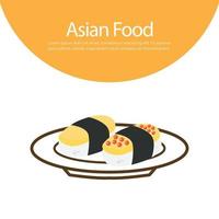 Japans sushi geserveerd Aan een bord vector illustratie