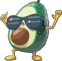gelukkig avocado emoji vervelend zonnebril vector