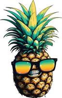 schattig ananas karakter vervelend zonnebril vector