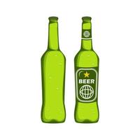 lager bier in fles groen Aan geïsoleerd achtergrond, vector illustratie.