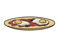 vector tekening illustratie van door elkaar gegooid eieren Aan een bord met saus geïsoleerd Aan wit.