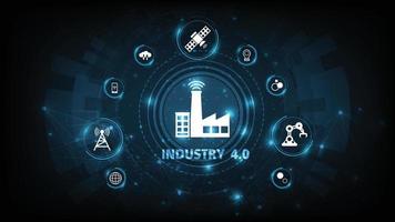 industrieel revolutie 4.0. sci fi hologram en 3d getallen met conceptuele pictogrammen. industrie 4.0 concept intelligentie- robotica, fysiek systemen vector illustrator