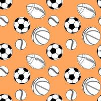 naadloos patroon met sport ballen Aan een oranje achtergrond vector