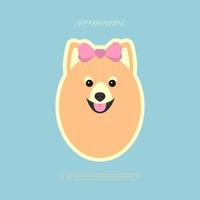 schattig hond sticker met een boog vector