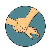 hand duwen een ander handpictogram vector