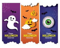 halloween tekenfilms in kaders reeks vector ontwerp